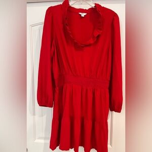 Crown & Ivy Red Ruffle neckline Women’s Dress